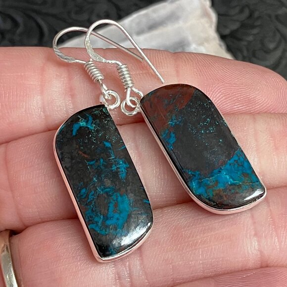 Chrysocolla Cuprite Earrings Stone Crystal Jewelry - Picture 1 of 5